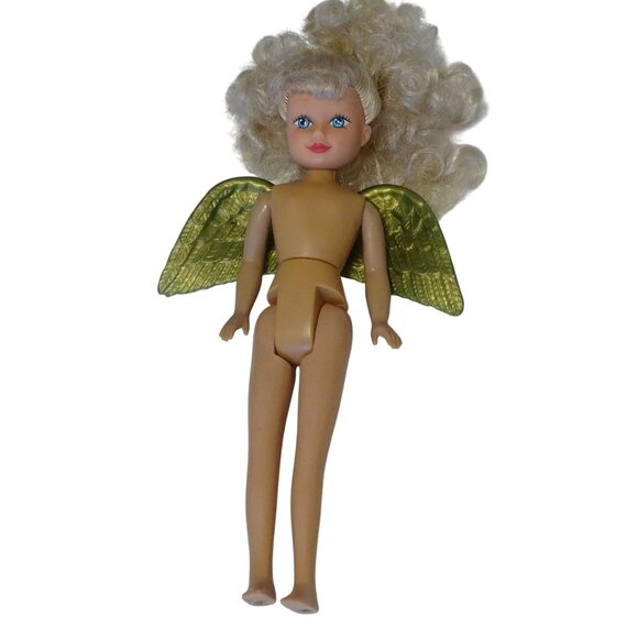 Vintage 1990 Kid Kore Katie Doll With Angel Wings Blonde Curly Hair Blue Eyes - Picture 9 of 12